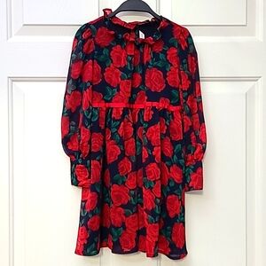 Janie and Jack Rose Print Chiffon Dress (Little Kids)